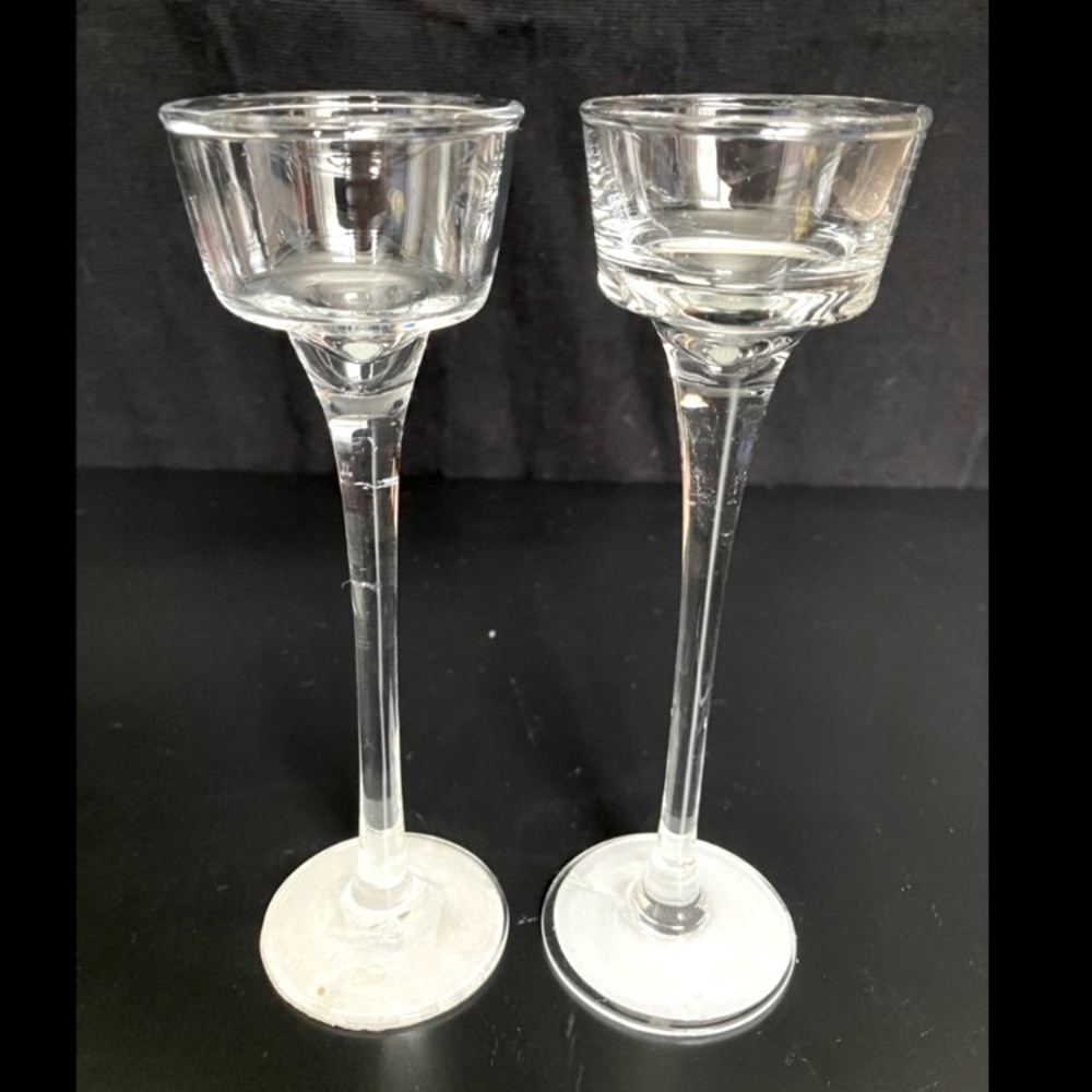 Luminarc Tealight Candleholder French Elegant Glass 7” Set of 2